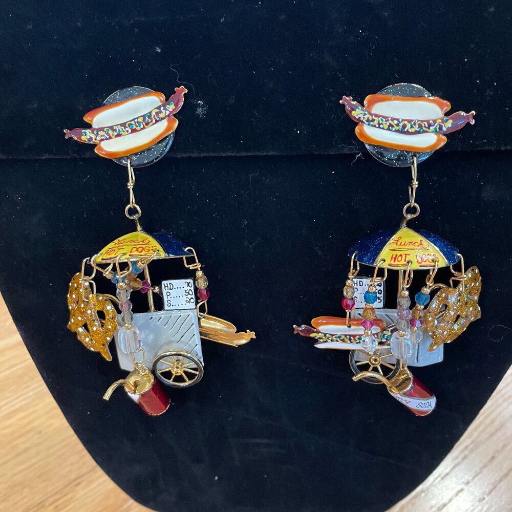 New York Hot Dog Stand (Lunch at the Ritz brand) clip-on earrings